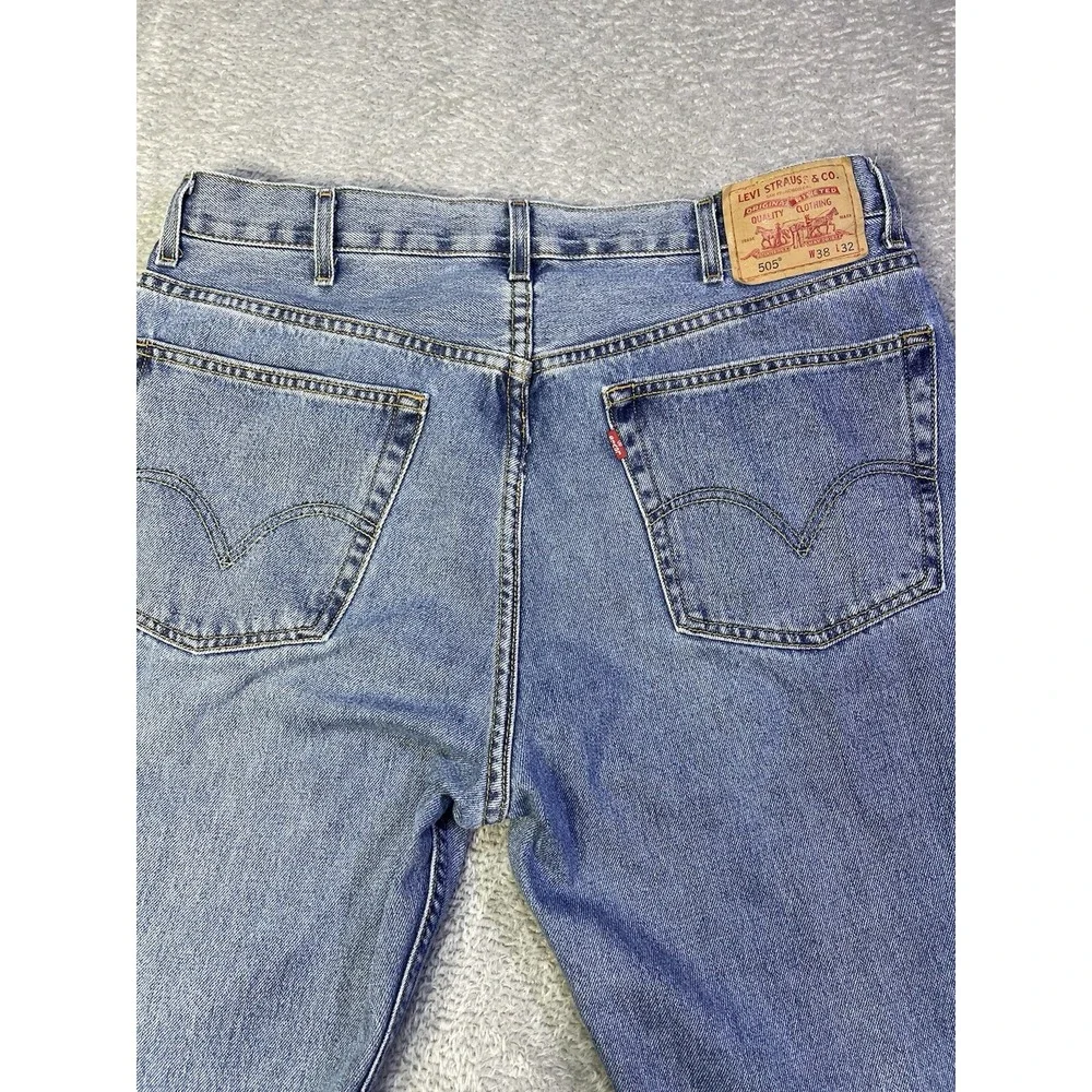 Levi's 505 Jeans Men's 36X32(Tag 38X32) Blue Denim Regular‎ Fit